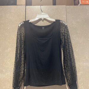 Black blouse sheer sleeves